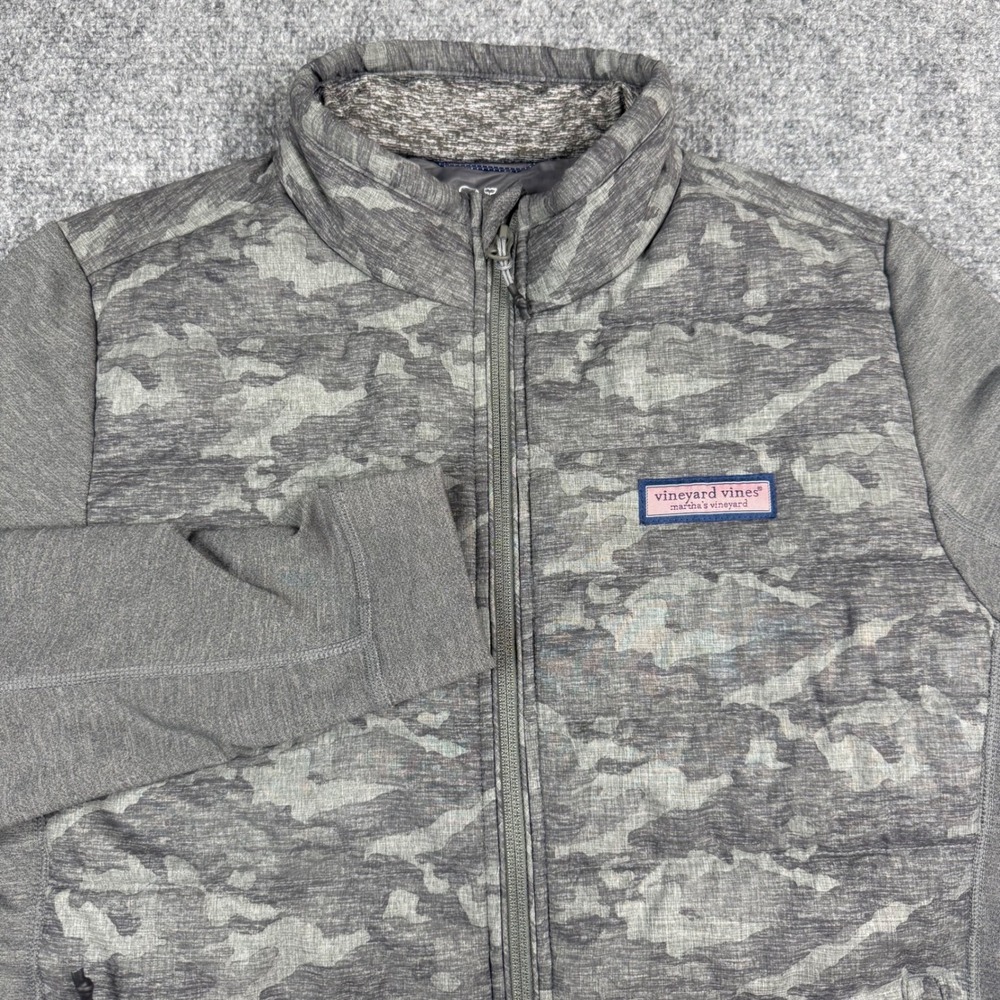 Vineyard Vines Performance Hybrid Jacket Mens Small Gray Camo Quilted Full Zip